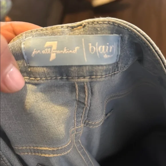 7 For All Mankind Dojo Blue Flare Wide Leg Jeans